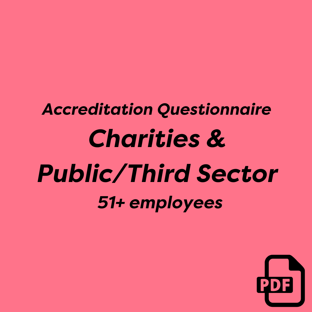 Button reading 'Accreditation Questionnaire - Charities and Public/Third Sector - 51+ employees - PDF'